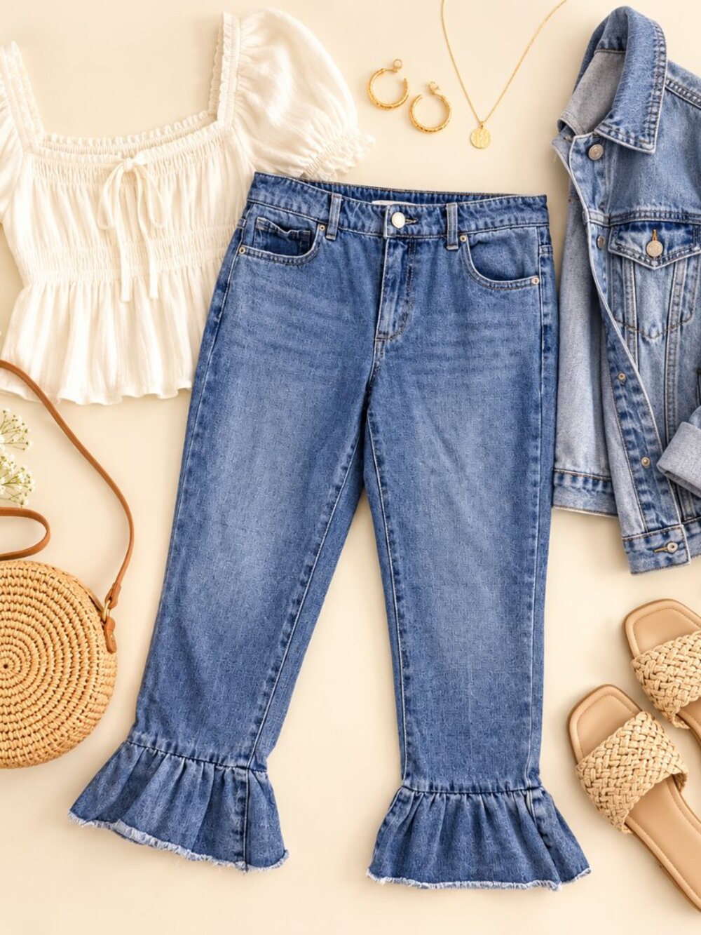 Chelsea & Violet Size 27 Ruffle Hem Cropped Jeans